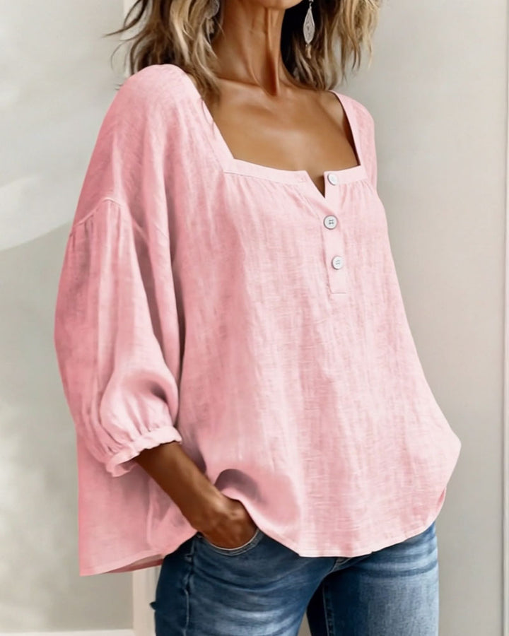 BLOUSE À COL CARRE POUR FEMMES
