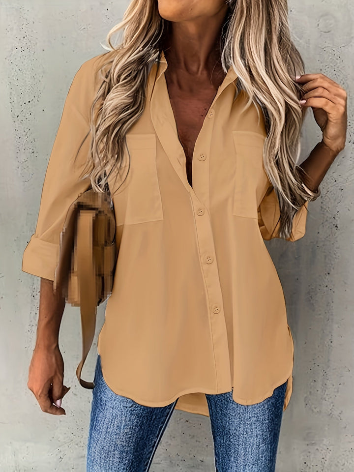 BLOUSE À MANCHES CHIC QUOTIDIENNE POUR FEMMES