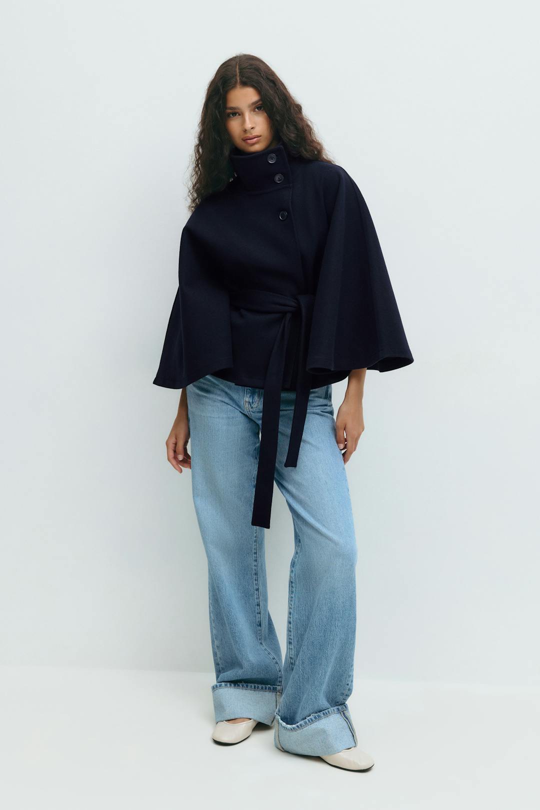 MANTEAU CAPE À CEINTURE POUR FEMMES