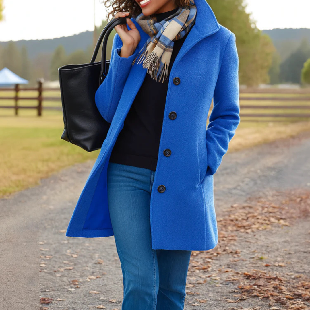 MANTEAU EN LAINE À COUPE DROITE POUR FEMMES