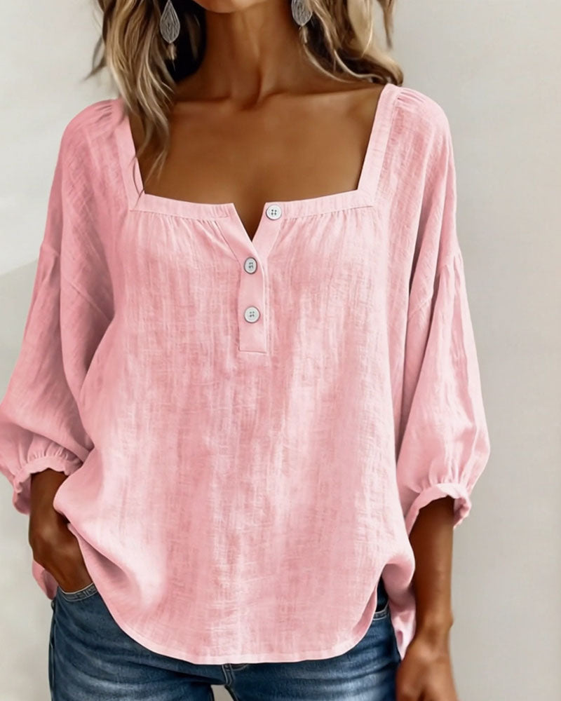 BLOUSE À COL CARRE POUR FEMMES