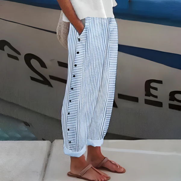 PANTALON FLUIDE RAYÉ POUR FEMMES