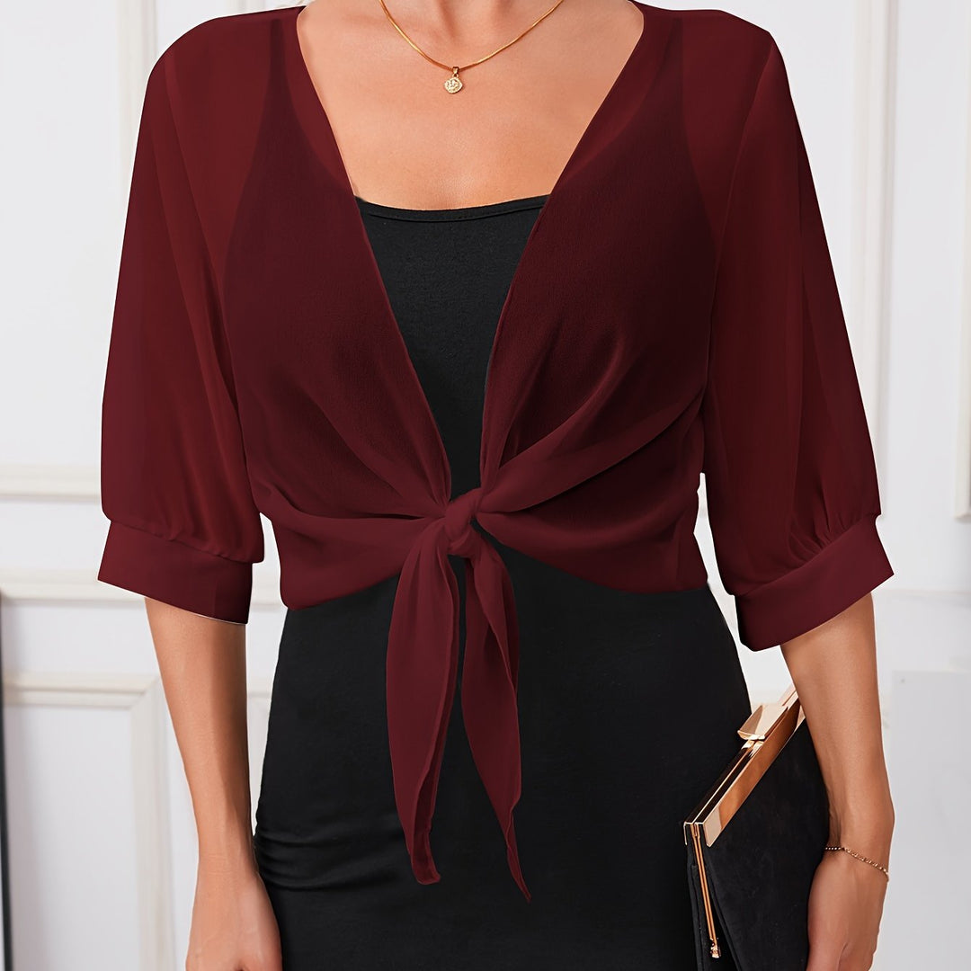 GILET BOLÉRO AVEC NOEUD SUR LE DEVANT POUR FEMMES