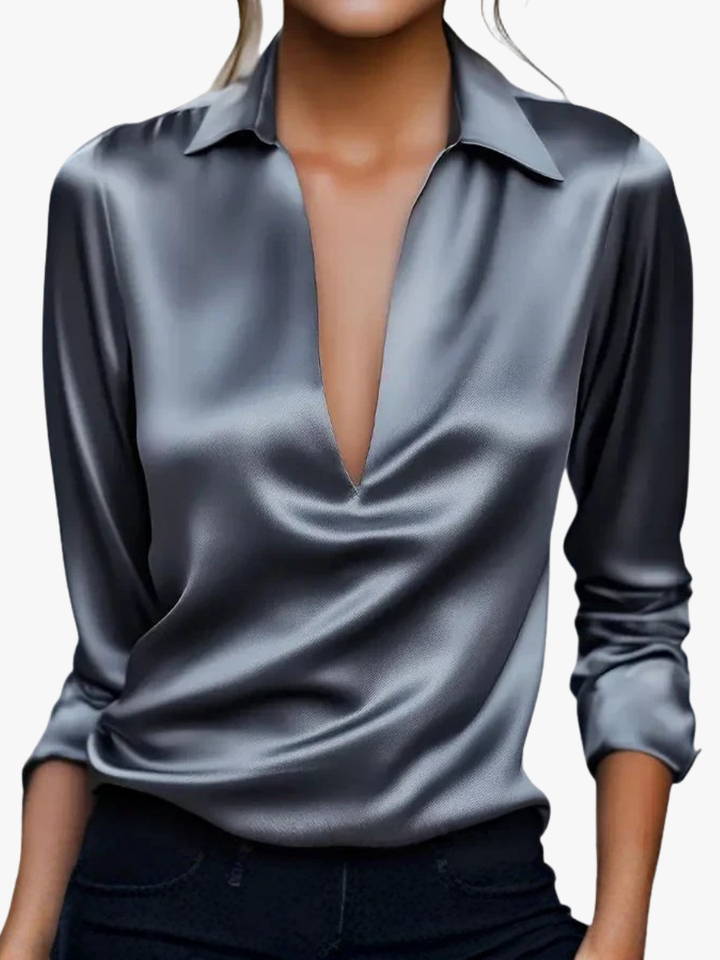 BLOUSE SATINÉE ÉLÉGANTE POUR FEMMES