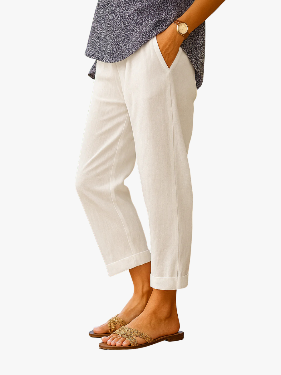 PANTALON COUPE RELAXÉE EN LIN POUR FEMME