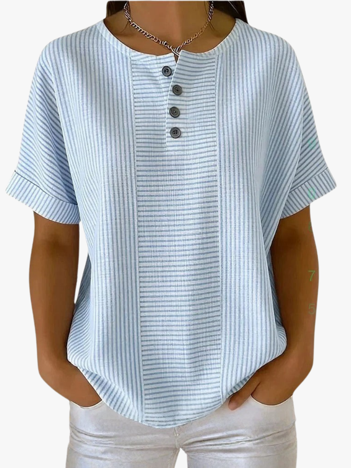BLOUSE À BOUTONS RAYÉE POUR FEMMES