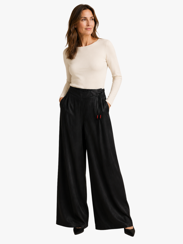 PANTALONS EN LIN À JAMBES LARGES POUR FEMMES