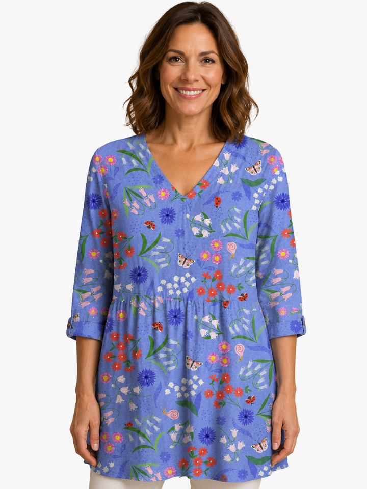 BLOUSE FLUIDE À COL EN V POUR FEMMES