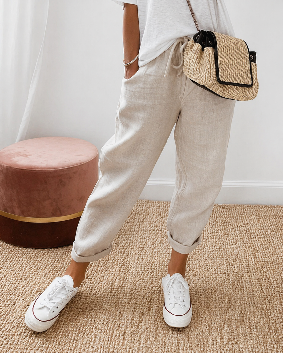 PANTALON LIN DÉTENDU POUR FEMMES