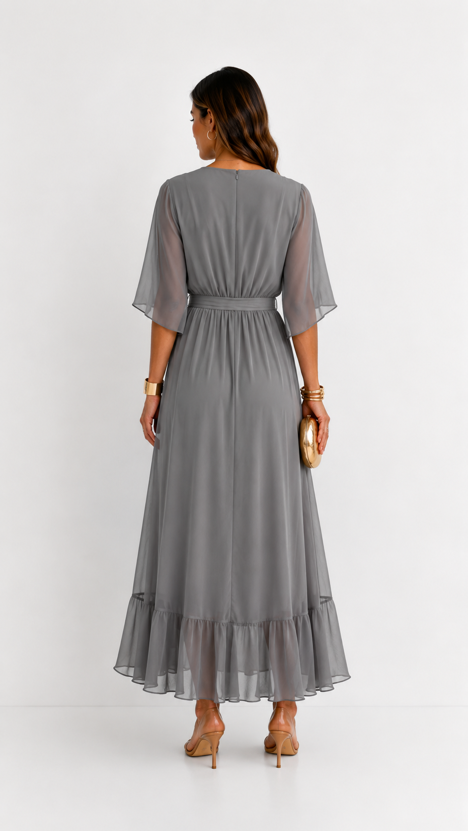 ROBE EN CHIFFON À ENVELOPPER POUR FEMMES
