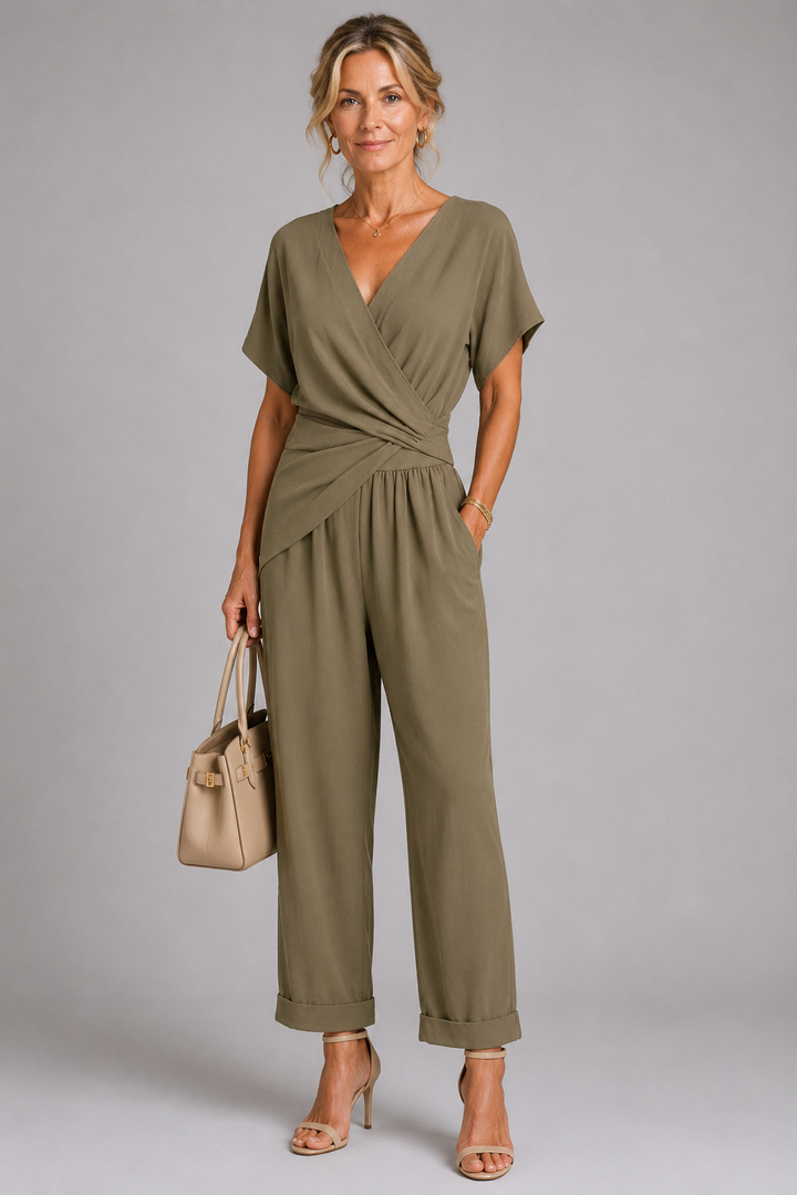 ENSEMBLE PANTALON LARGE STYLE WRAP POUR FEMMES