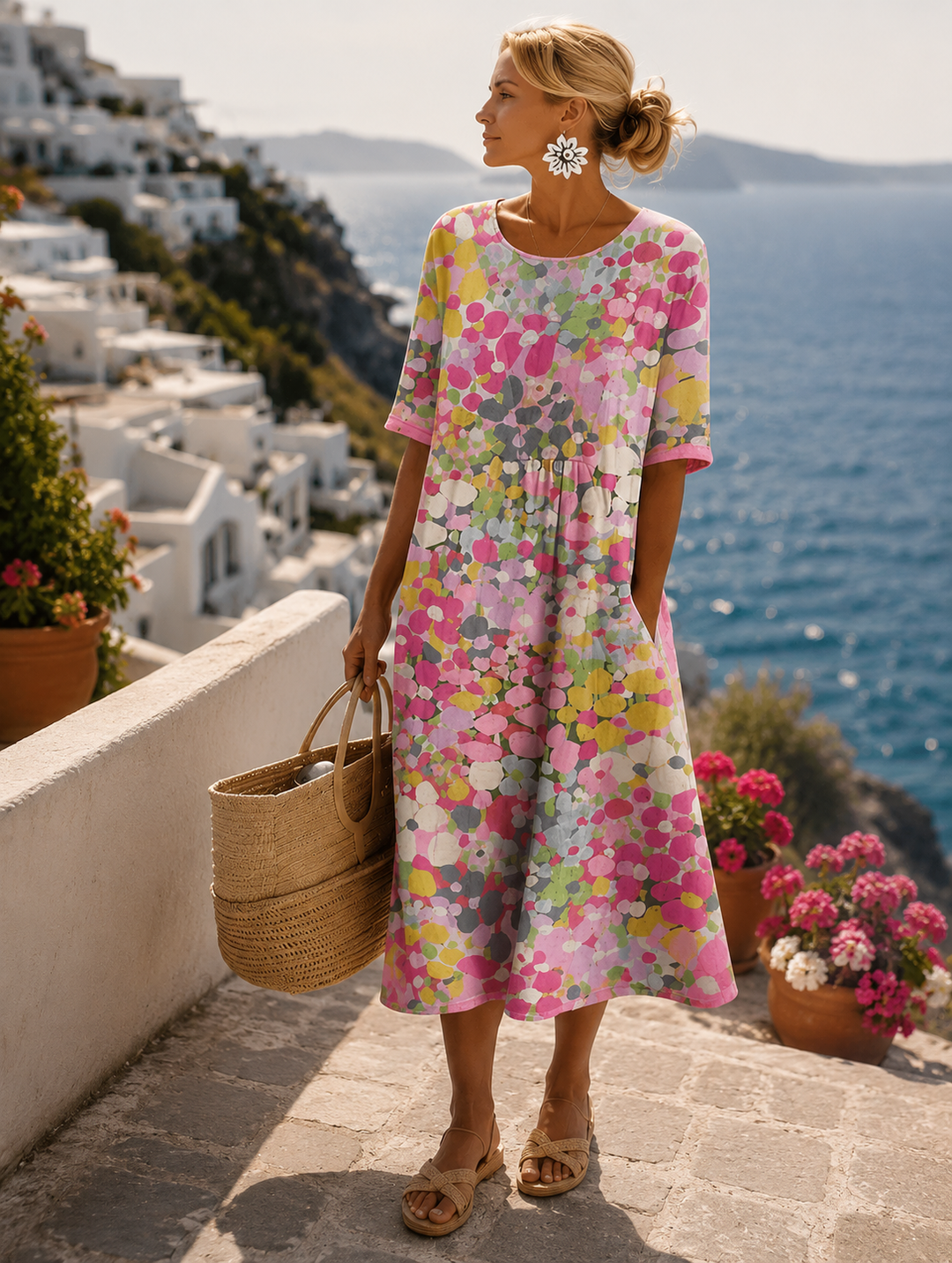 ROBE MIDI FLEURIE ÉLÉGANTE POUR FEMMES