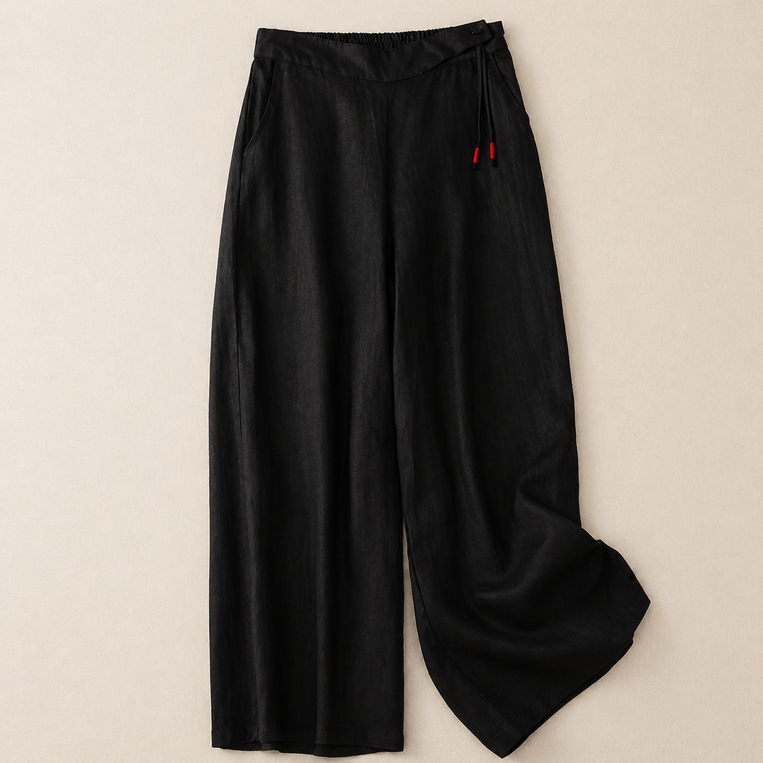 PANTALONS EN LIN À JAMBES LARGES POUR FEMMES