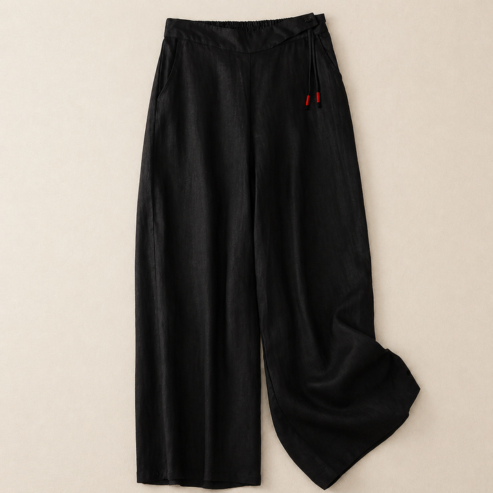 PANTALONS EN LIN À JAMBES LARGES POUR FEMMES
