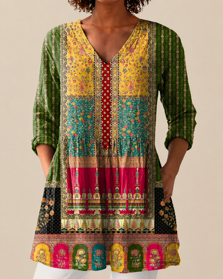 Nyla | Dlouhá blůza s atraktivním vzorem