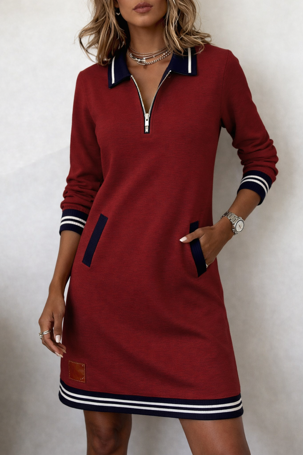 ROBE COL ZIPPÉE POUR FEMME