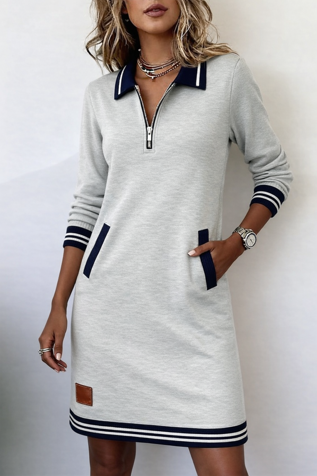 ROBE COL ZIPPÉE POUR FEMME