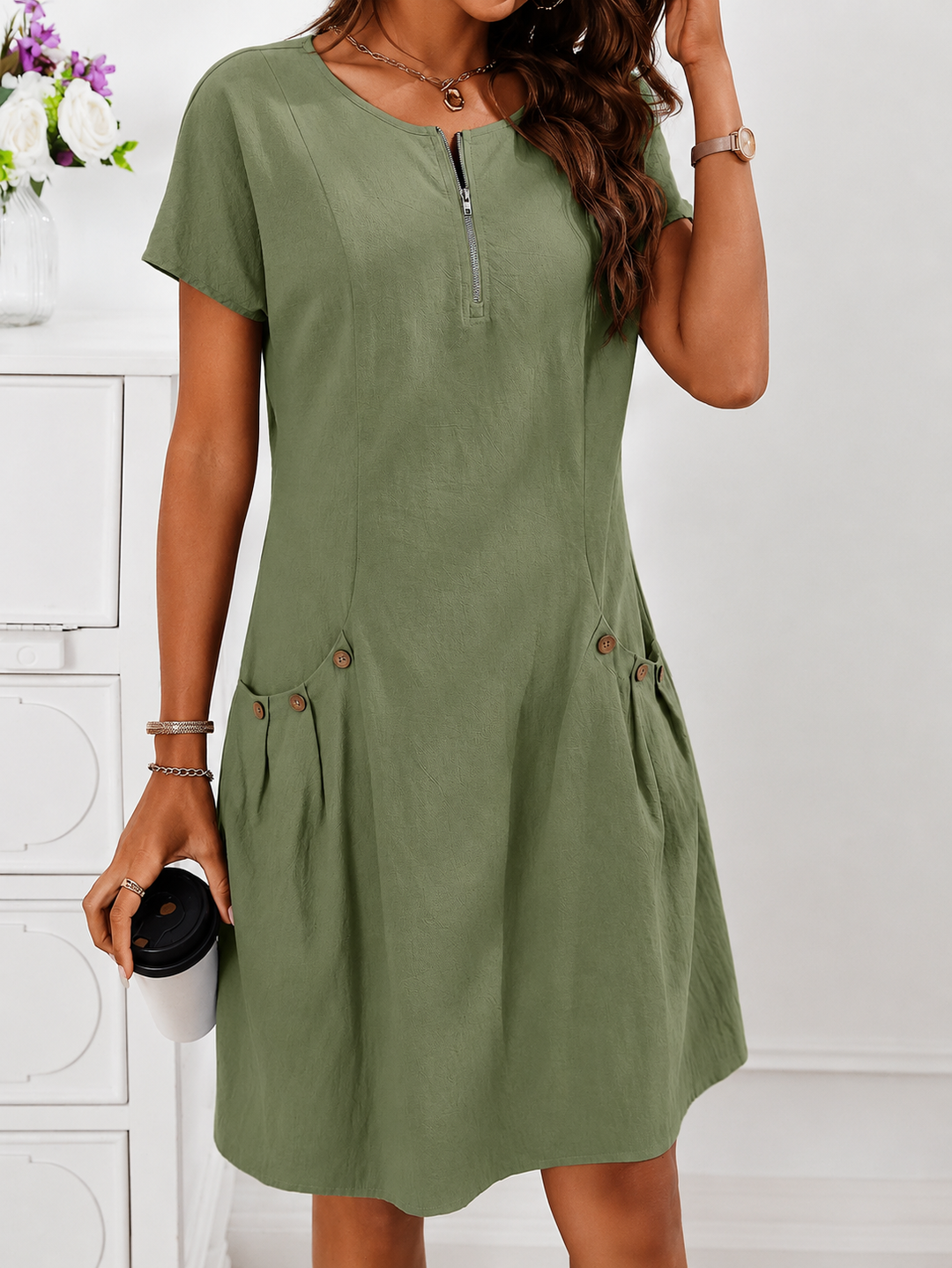 ROBE EN MELANGE DE LIN POUR FEMMES