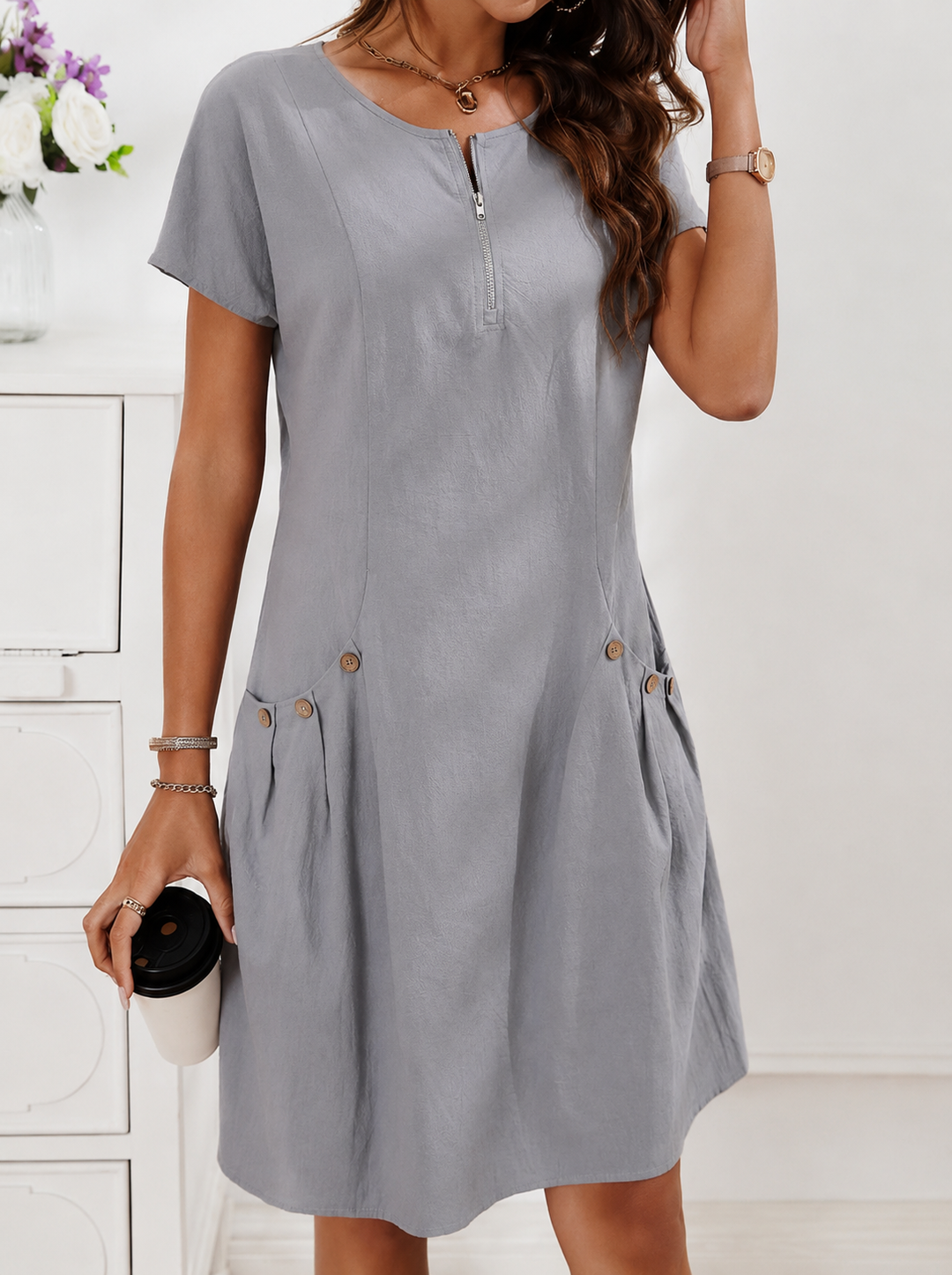 ROBE EN MELANGE DE LIN POUR FEMMES