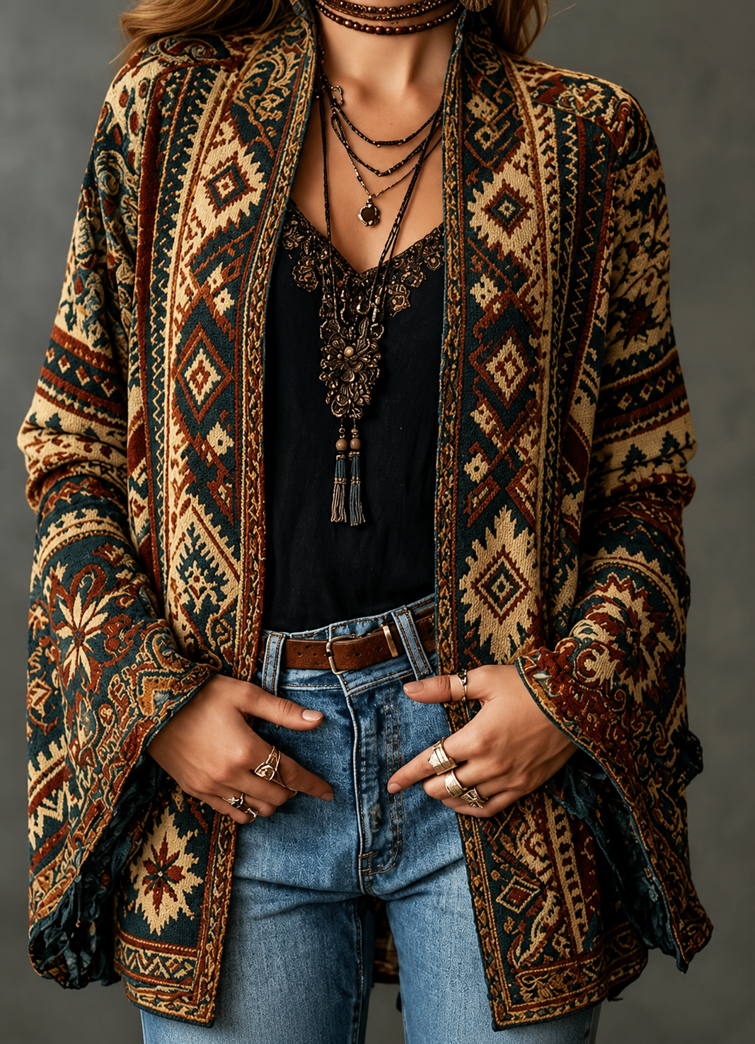 VESTE BOHO EN VELOURS POUR FEMMES