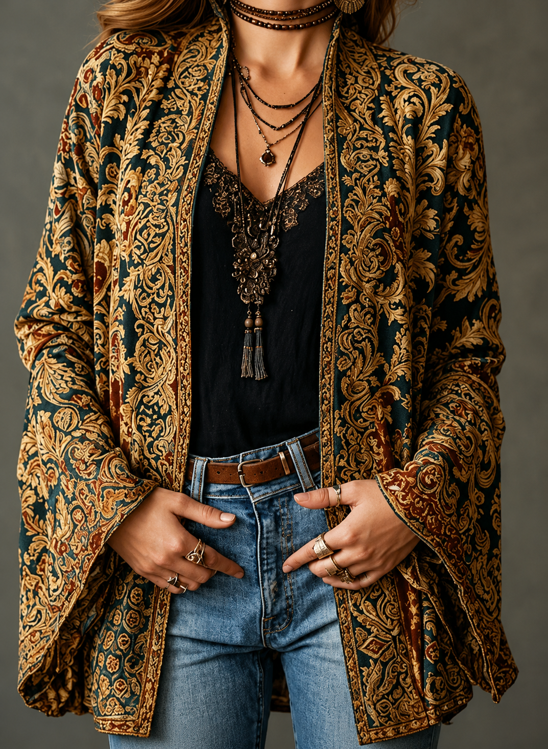 VESTE BOHO EN VELOURS POUR FEMMES
