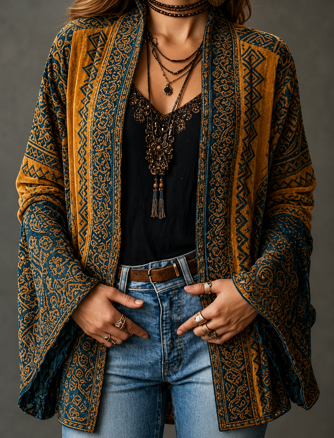 VESTE BOHO EN VELOURS POUR FEMMES
