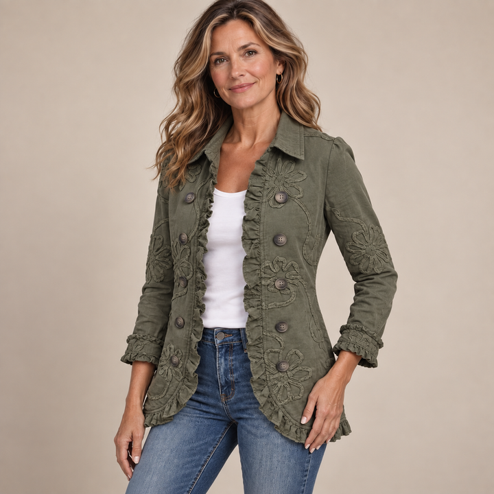 VESTE BRODÉE À VOLANTS POUR FEMMES