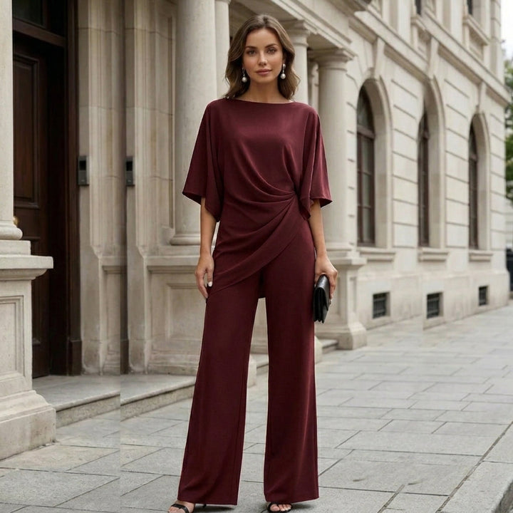 ENSEMBLE DEUX PIÈCES À JAMBES LARGES DRAPÉ POUR FEMMES