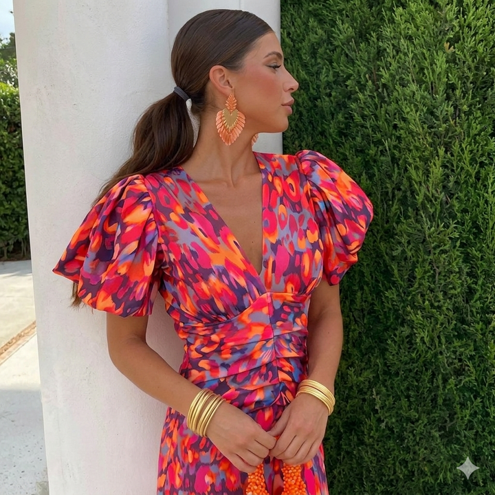 ROBE À MANCHES PLISSÉES POUR FEMMES
