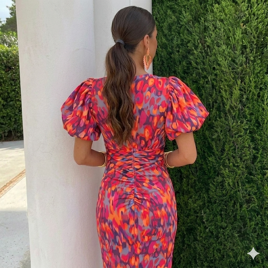 ROBE À MANCHES PLISSÉES POUR FEMMES