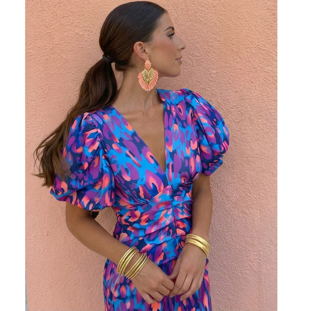 ROBE À MANCHES PLISSÉES POUR FEMMES