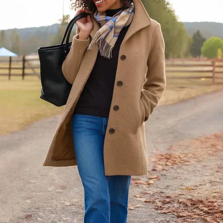 MANTEAU EN LAINE À COUPE DROITE POUR FEMMES