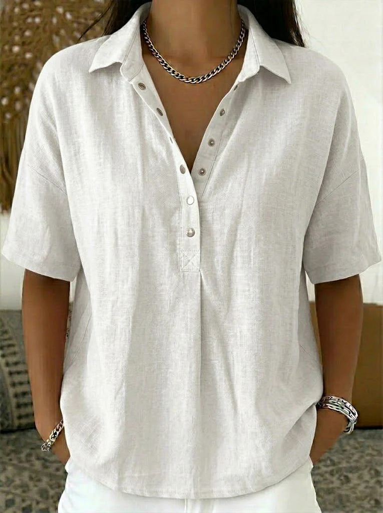 BLOUSE CLASSIQUE À COL EN V POUR FEMME
