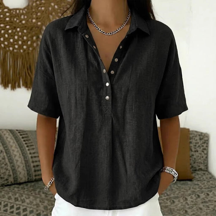 BLOUSE CLASSIQUE À COL EN V POUR FEMME
