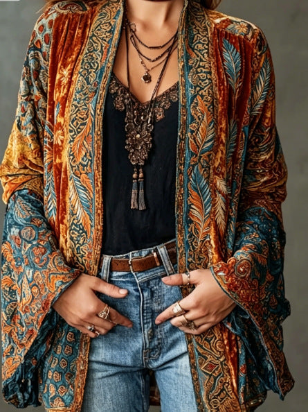 VESTE BOHO EN VELOURS POUR FEMMES