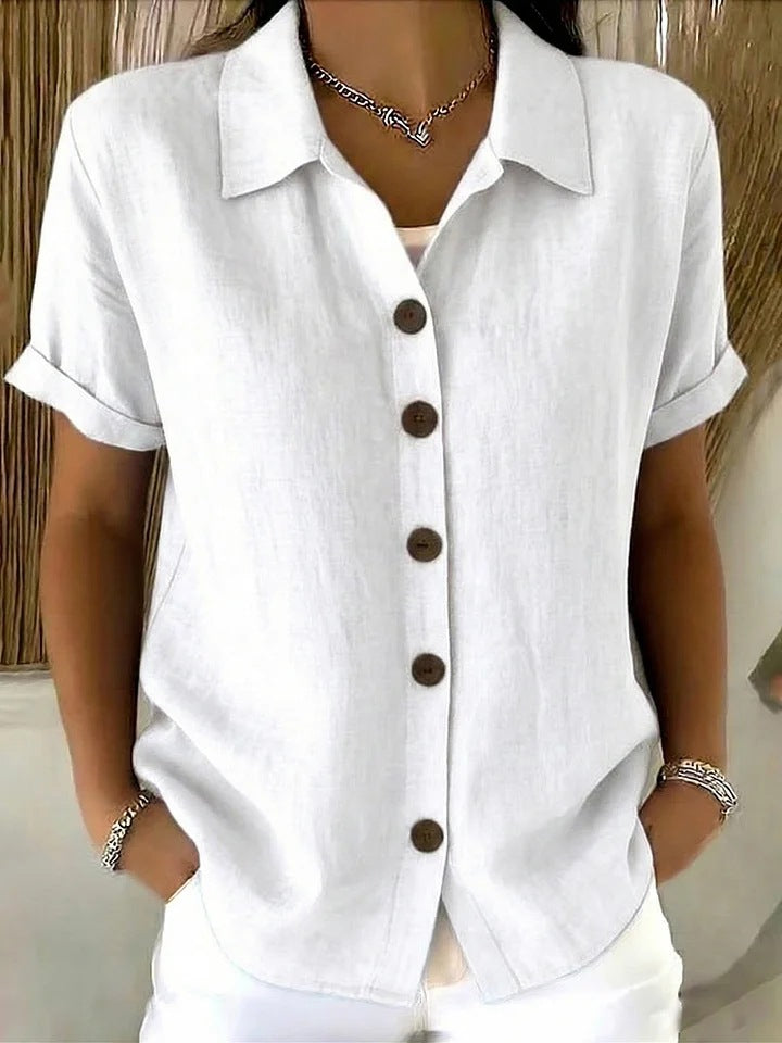 CHEMISE À MANCHES COURTES AVEC COL POUR FEMMES