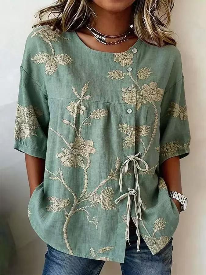 TOP BRODÉ CLASSIQUE POUR FEMME