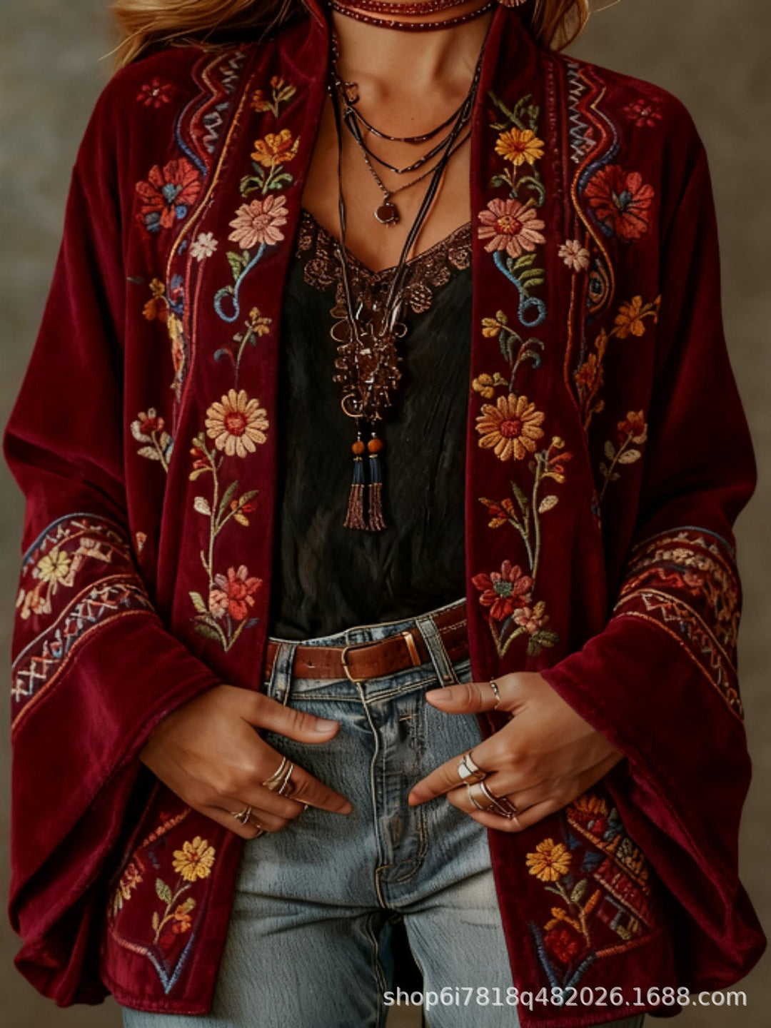 VESTE BOHO EN VELOURS POUR FEMMES