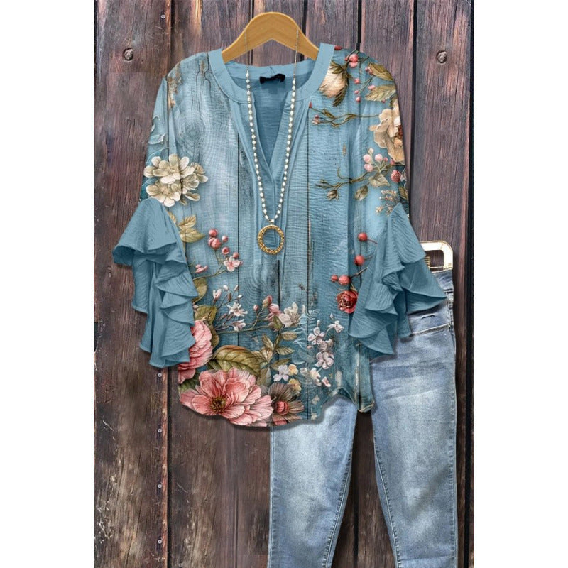 BLOUSE À VOLANTS POUR FEMMES
