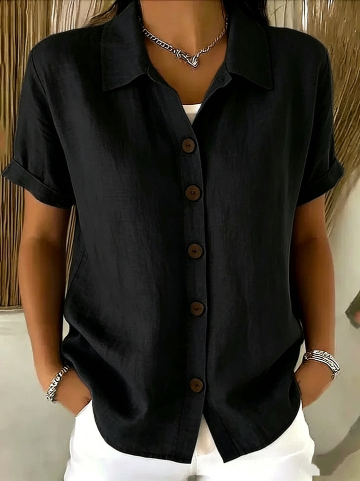 CHEMISE À MANCHES COURTES AVEC COL POUR FEMMES