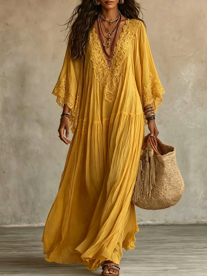 ÉLÉGANTE ROBE MAXI EN DENTELLE POUR FEMMES