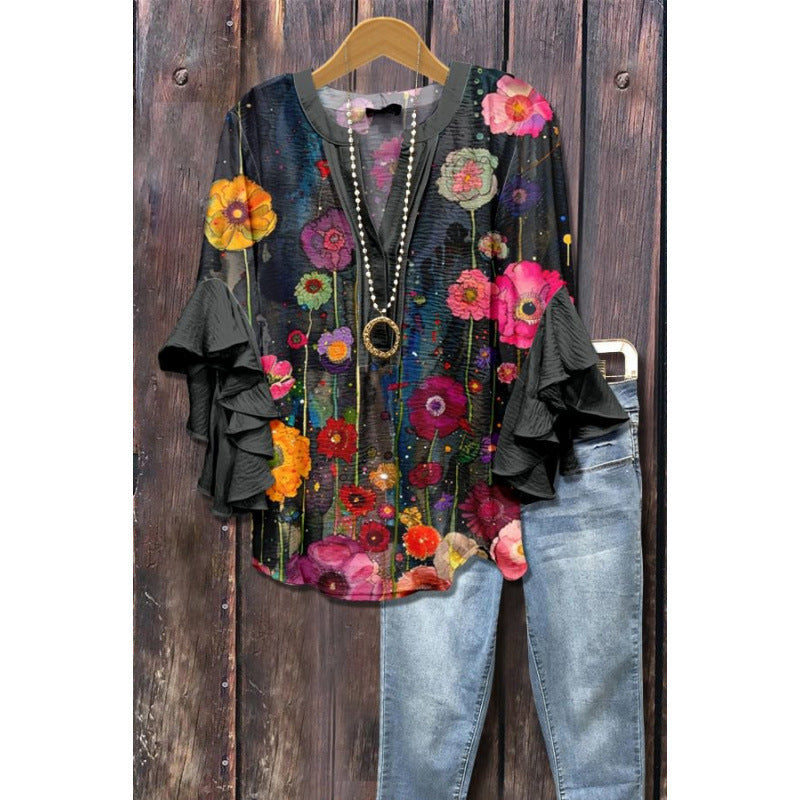 BLOUSE À VOLANTS POUR FEMMES