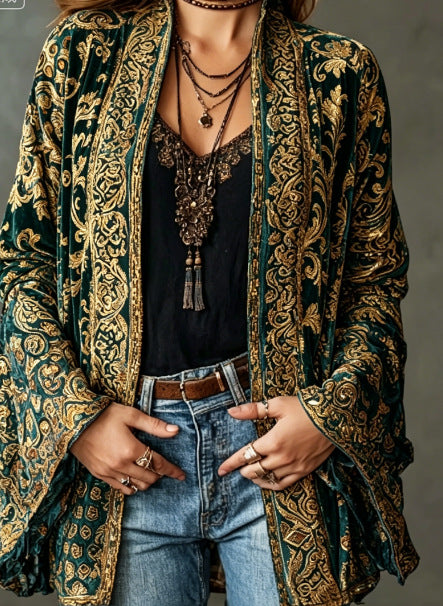 VESTE BOHO EN VELOURS POUR FEMMES