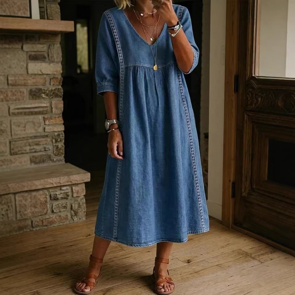 ROBE MIDI CLASSIQUE COL V FEMME