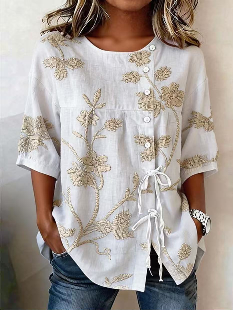 TOP BRODÉ CLASSIQUE POUR FEMME