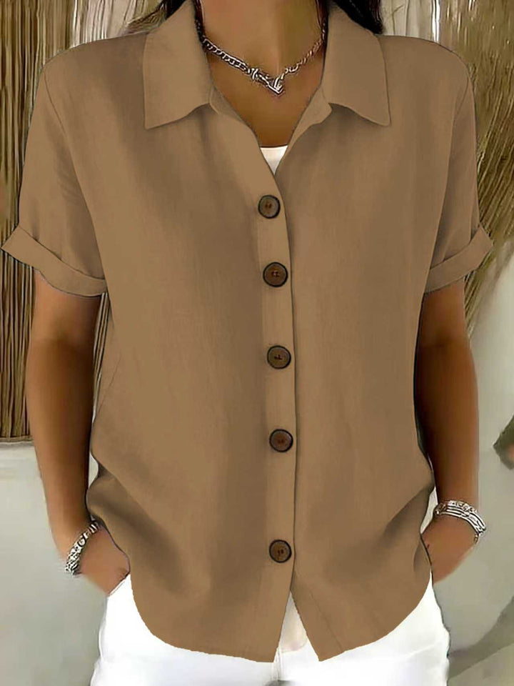 CHEMISE À MANCHES COURTES AVEC COL POUR FEMMES