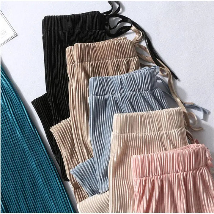 PANTALONS PLISÉS À JAMBES LARGES POUR FEMMES