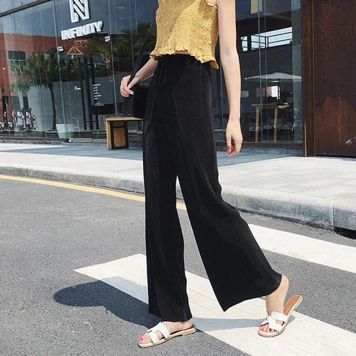 PANTALONS PLISÉS À JAMBES LARGES POUR FEMMES