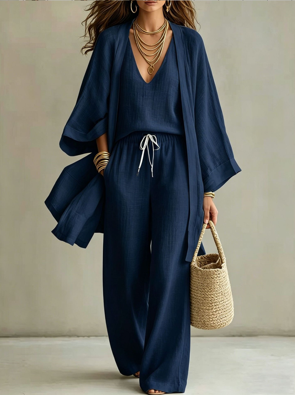 Žaneta | Kimono a kalhoty, tmavě modrá