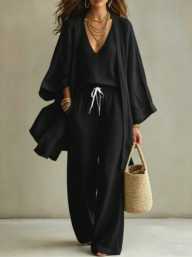 Olga | Kimono a kalhoty, černá